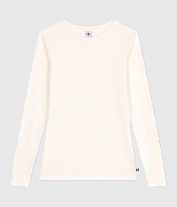Women's Iconic long-sleeved wool and cotton T-shirt MILK