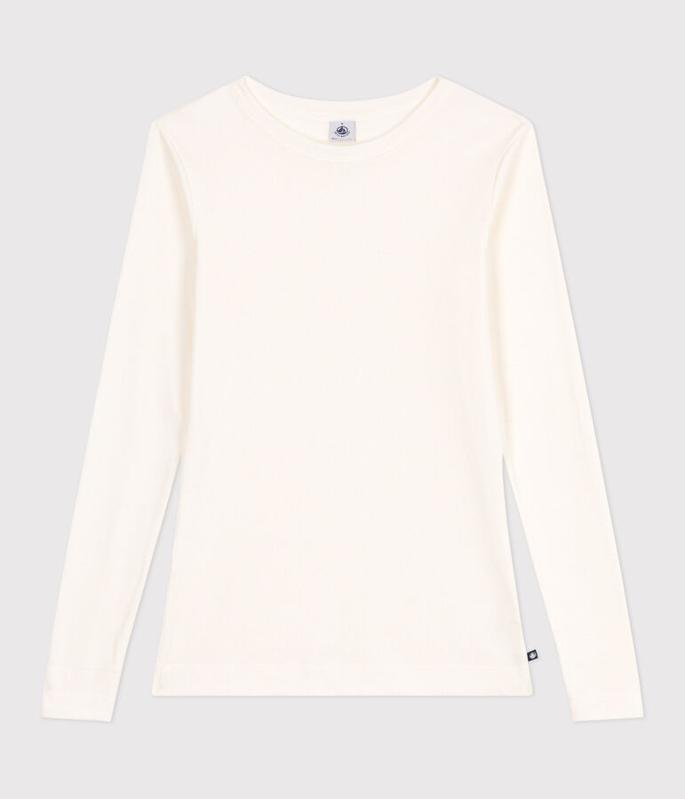 Women's Iconic long-sleeved wool and cotton T-shirt Ecru