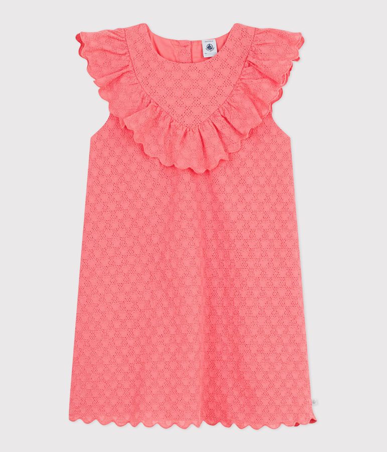 Children's short-sleeved heart-patterned cotton dress pink