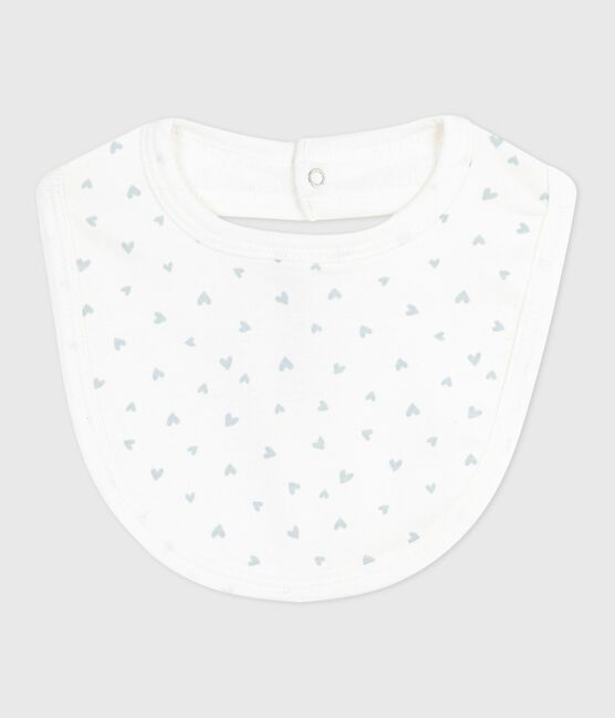 Newborn's printed cotton bib MARSHMALLOW blue/GOMME white