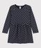 Girls' Long-Sleeved Spotted Fleece Dress SMOKING blue/AVALANCHE