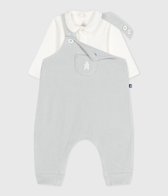 Babies' dungarees in plain cotton with stylish details CO2 /MARSHMALLOW