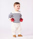 Babies' stripy wool and cotton sailor-style jumper