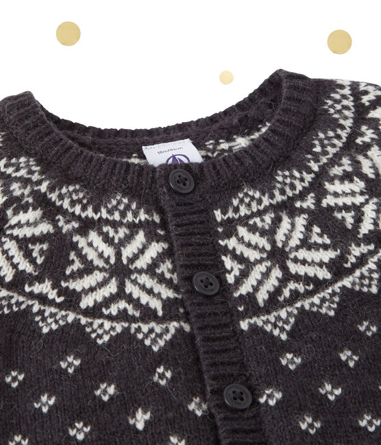 Baby boy's wool blend jacquard cardigan CAPECOD grey/MULTICO white