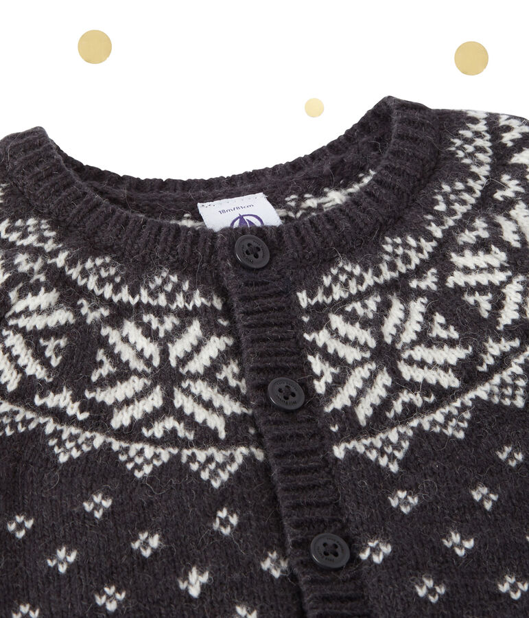 Baby boy's wool blend jacquard cardigan grey/multicolor