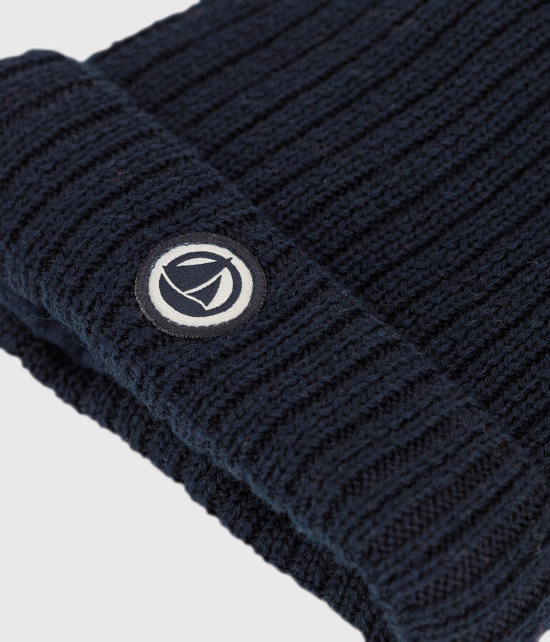 Babies' Knit Hat with Recycled Fleece Lining SMOKING blue