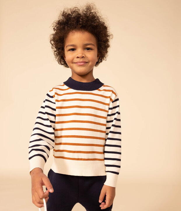 Unisex children's cotton Breton jumper Ecru/multicolor