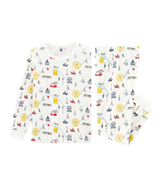 Boys' Ribbed Pyjamas MARSHMALLOW white/MULTICO white