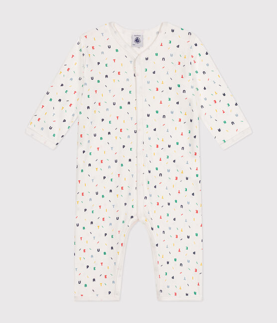 Babies' footless cotton pyjamas MARSHMALLOW white/MULTICO white