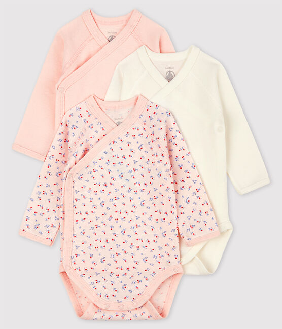 Babies' Long-sleeved Wrapover Organic Cotton Bodysuits - 3-Pack variante 1