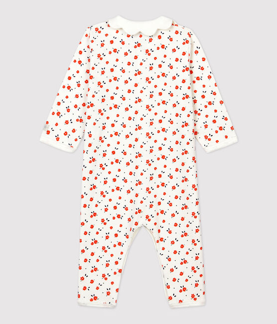 Babies' Paris Footless Organic Cotton Sleepsuit with Collar MARSHMALLOW white/MULTICO white