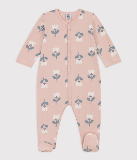Patterned Fleece Sleepsuit SALINE pink/MULTICO white