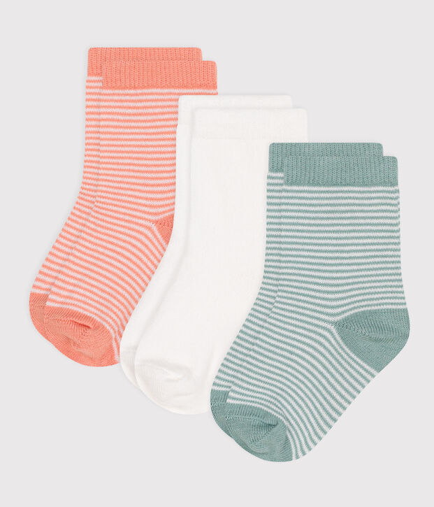 Pairs of babies' pinstripe cotton socks - 3-Pack multicolor