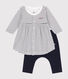 Babies' cotton Breton dress with leggings