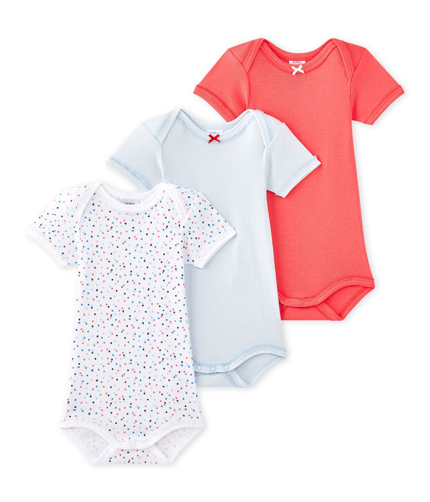Set of 3 baby girls' short-sleeved bodysuits white