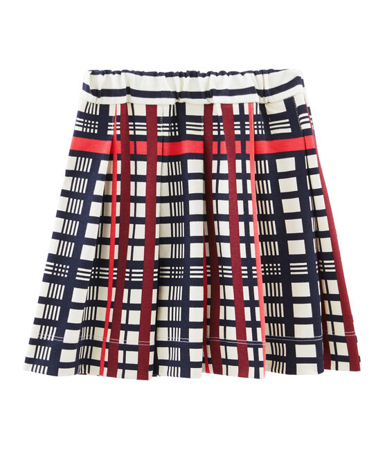 Girls' Pleated Checked Skirt MARSHMALLOW white/MULTICO white