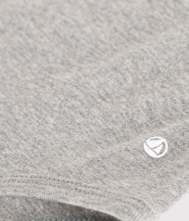 Babies' Long-Sleeved Cotton Bodysuit With Collar grey
