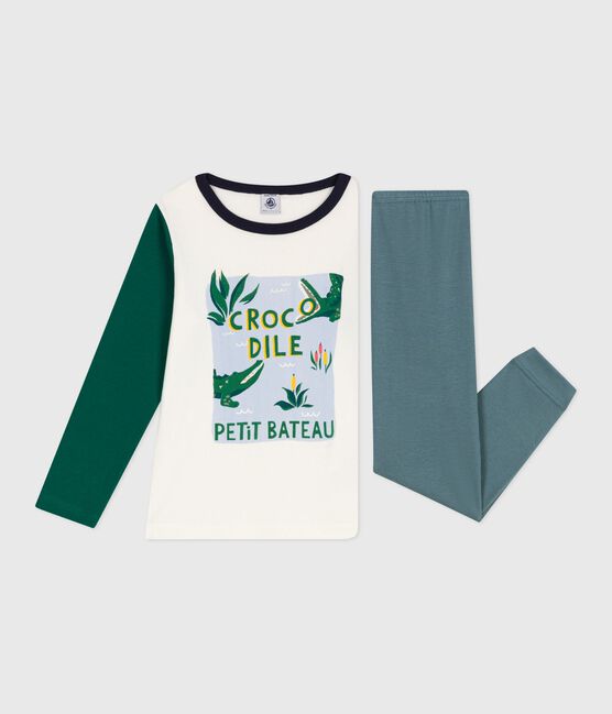 Children's two-colour cotton pyjamas. GOBELIN grey/MULTICO