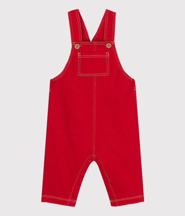 Babies' Long Denim Dungarees red