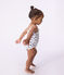 Babies' one-piece heart print ruffled swimsuit. white/blue