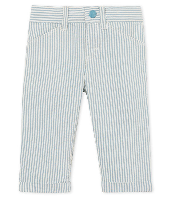 Baby boys' striped trousers FONTAINE blue/MARSHMALLOW white