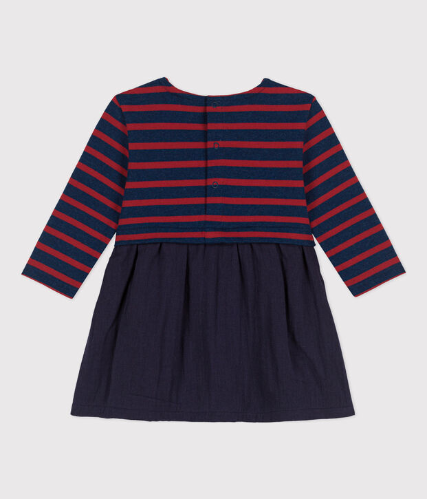 Babies' Long-Sleeved Dual Material Dress blue/blue