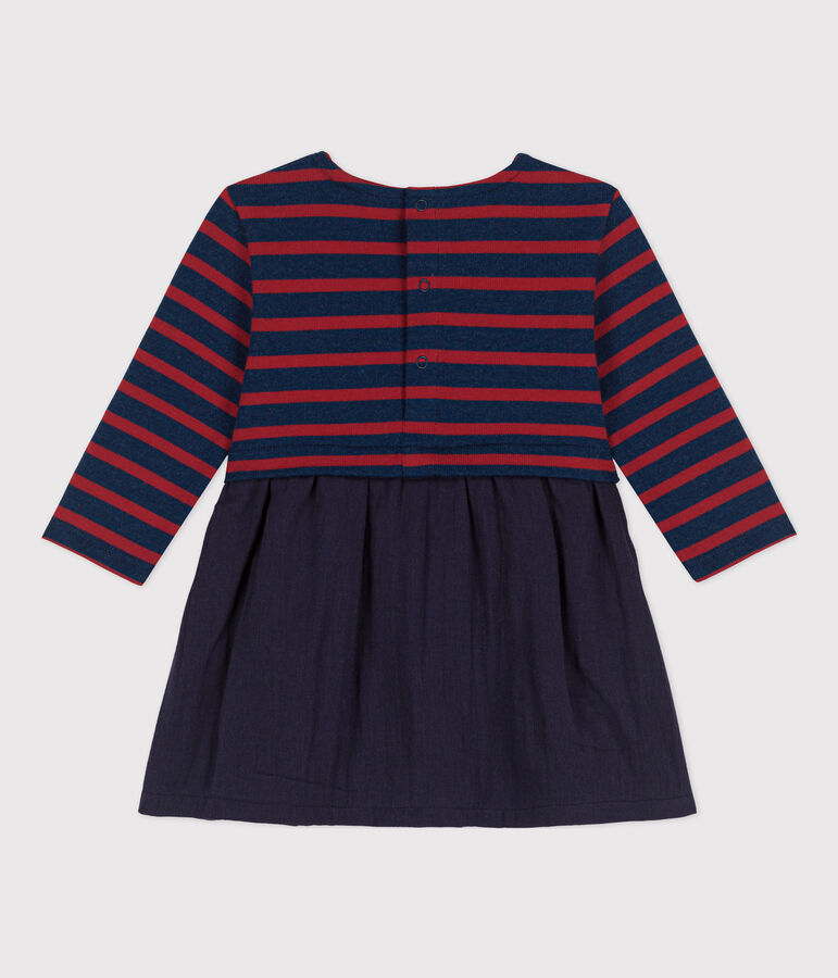 Babies' Long-Sleeved Dual Material Dress SMOKING blue/LITTORAL