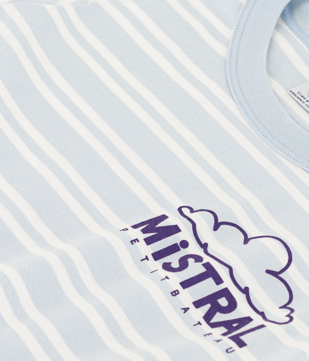 Boys' Striped Cotton T-Shirt blue/white