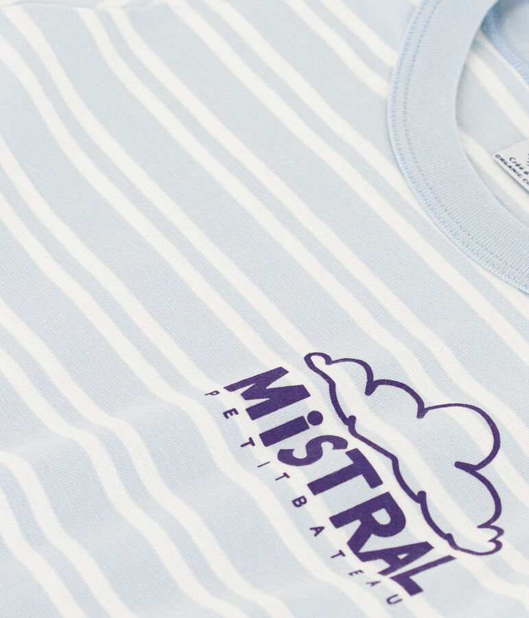 Boys' Striped Cotton T-Shirt blue/white