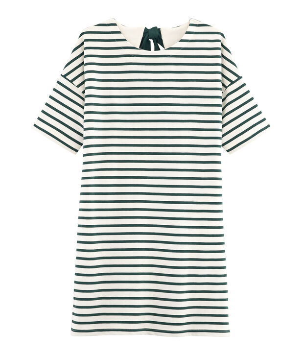 Women's Short-Sleeved Dress white/green