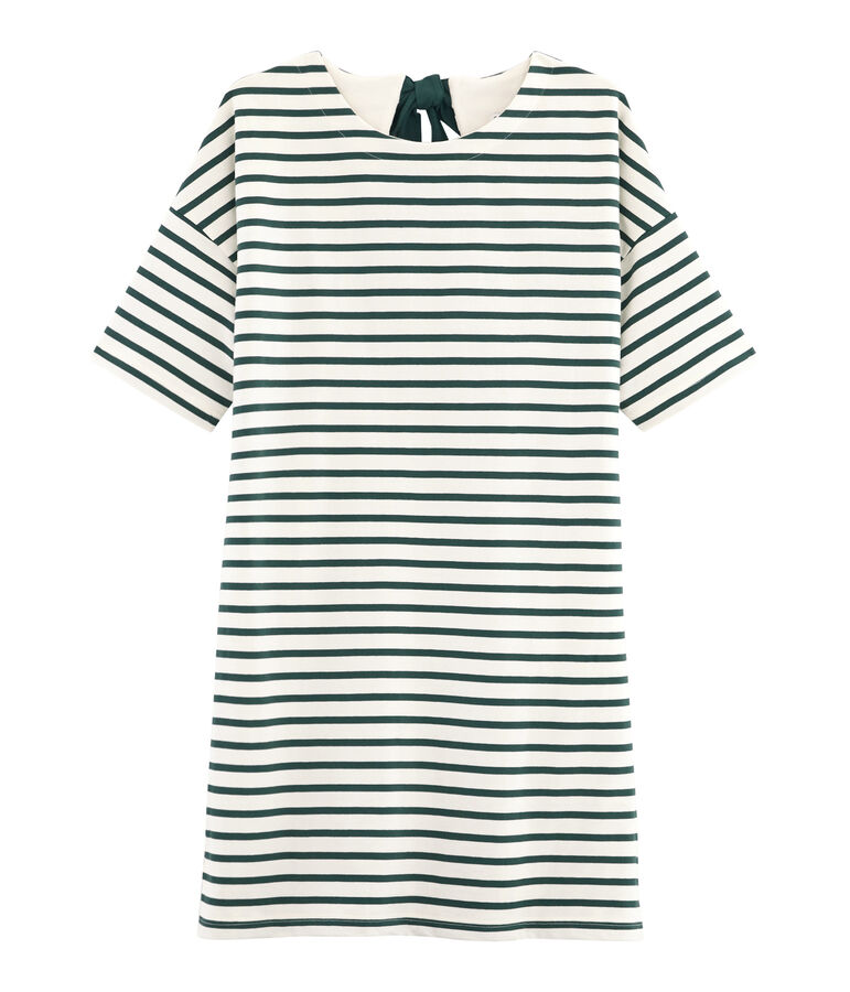 Women's Short-Sleeved Dress white/green