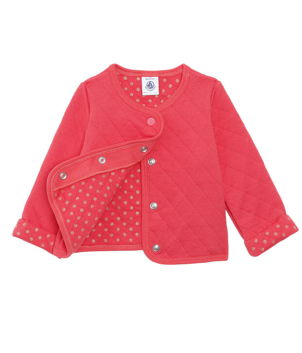 Baby Girls' Quilted Tube Knit Cardigan red