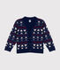 Boys' wool jacquard and cotton cardigan