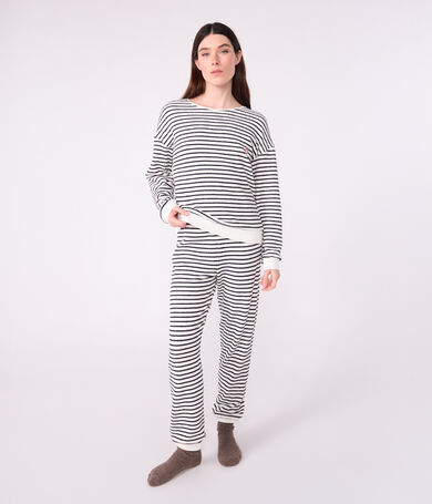 Women's stripy cotton terry pyjamas