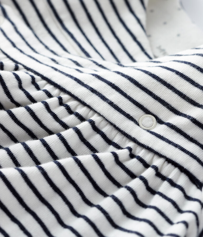 Baby Girls' Long-Sleeved Tube-Knit Striped Dress white/blue