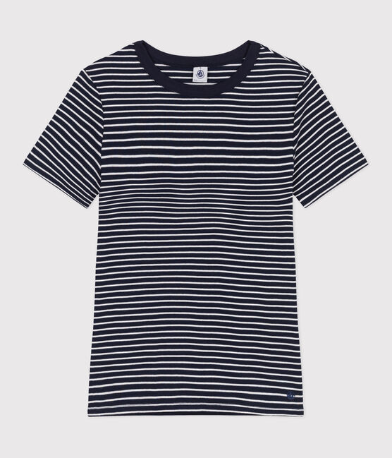 Women's Iconic striped cotton T-Shirt SMOKING blue/MARSHMALLOW white