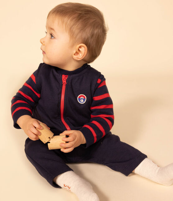 Babies' Cotton/Wool Breton Striped Pullover SMOKING /CORRIDA