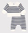 Babies' 2-piece stripy knit Breton top outfit MARSHMALLOW blue/SOIR