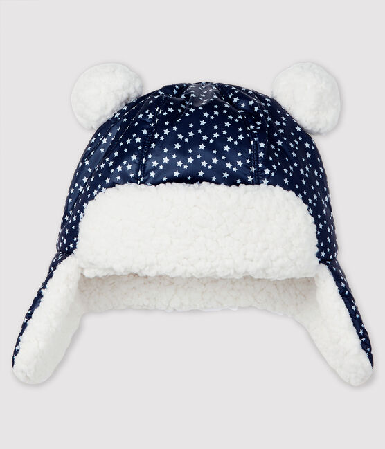 Baby boy's waterproof chapka SMOKING blue/MARSHMALLOW white
