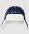 Baby boy's waterproof chapka SMOKING blue/MARSHMALLOW white