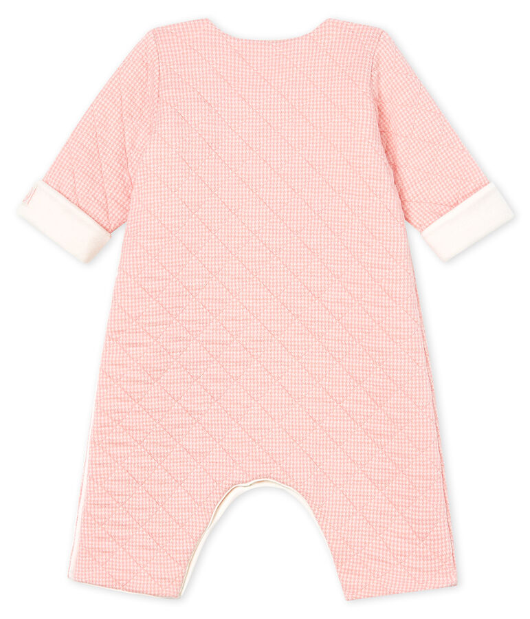 Babies' Long Jumpsuit in Quilted Tube Knit pink/white