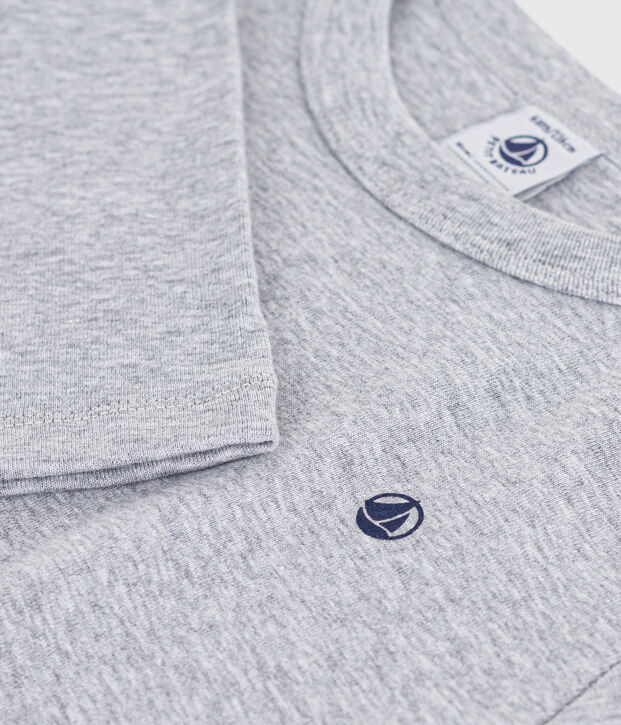 Children's long-sleeved plain cotton T-shirt grey