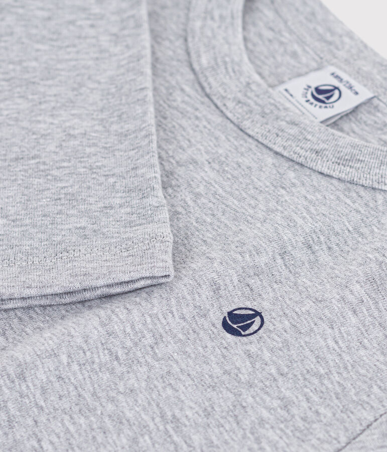 Children's long-sleeved plain cotton T-shirt grey