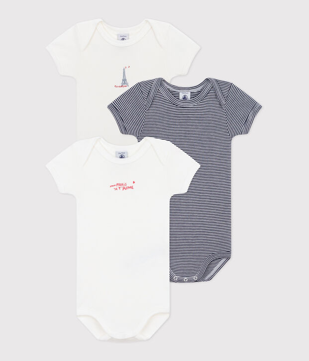 Babies' short-sleeved cotton bodysuits - 3-Pack multicolor