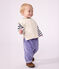 Babies' sleeveless wool and cotton knit jumper. white