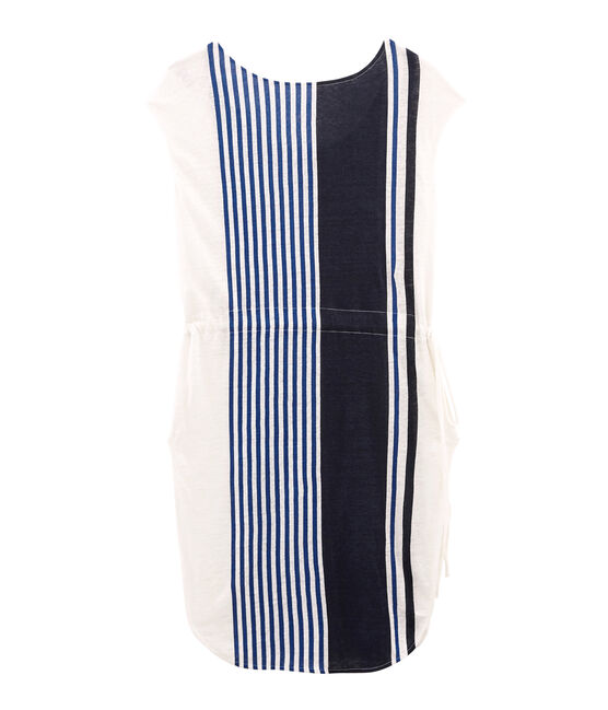 Women's linen short-sleeved dress MARSHMALLOW white/MULTICO white