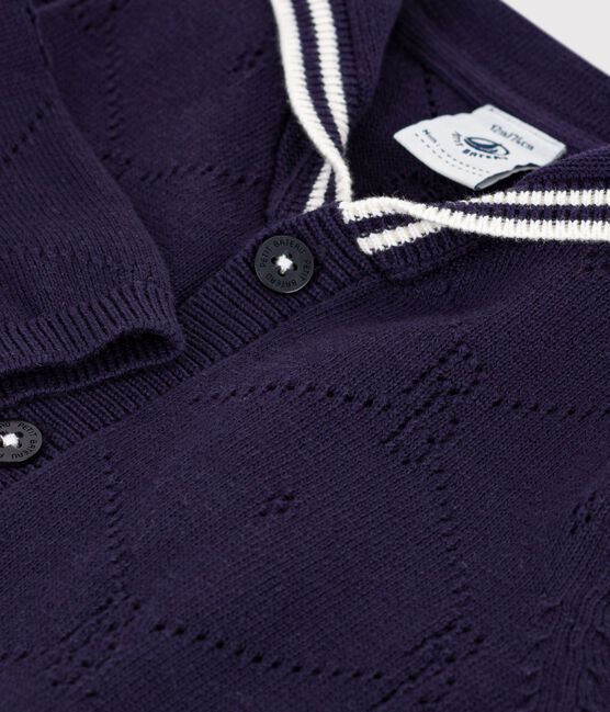 Babies' openwork cotton cardigan with a sailor collar SOIR blue