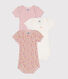 Babies' Short-Sleeved Floral Cotton Bodysuits - 3-Pack