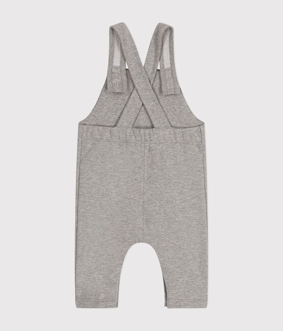 Babies' long fleece dungarees CHATON CHINE grey