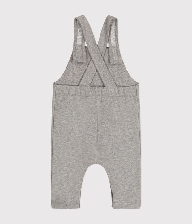 Babies' long fleece dungarees grey
